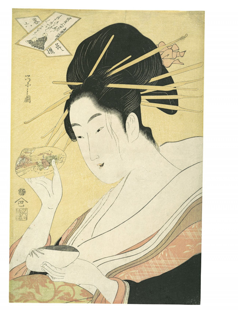 Matching Shells reproduction of painting by Kitagawa Utamaro. ALL GICLEE PRINTS