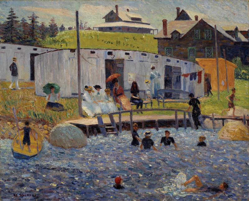 William James Glackens reprodukcija The Bathing Hour, Chester, Nova Scotia, VISOS REPRODUKCIJOS , paveikslai, reprodukcijos i...