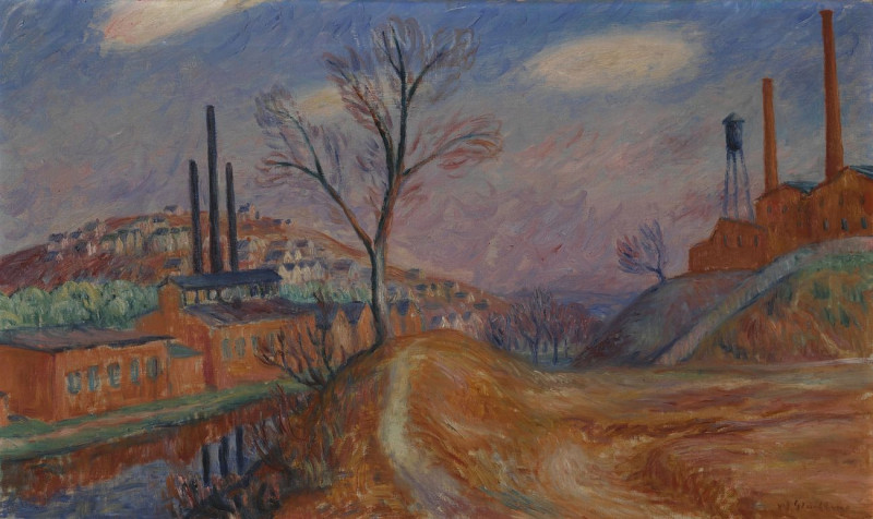 William James Glackens reprodukcija Landscape–Factories, VISOS REPRODUKCIJOS , paveikslai, reprodukcijos internetu