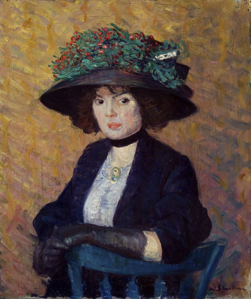 Woman With Green Hat reproduction of painting by William James Glackens. ALL GICLEE PRINTS