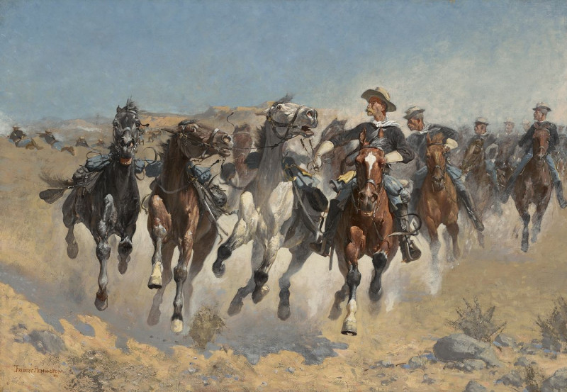 Frederic Remington reprodukcija Dismounted: The Fourth Troopers Moving The Led Horses, VISOS REPRODUKCIJOS , paveikslai, repr...