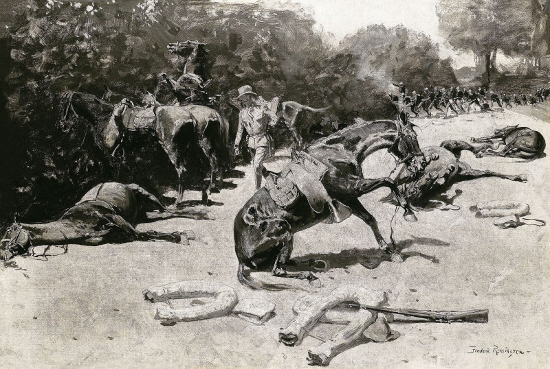 How The Horses Died For Their Country At Santiago reproduction of painting by Frederic Remington. ALL GICLEE PRINTS