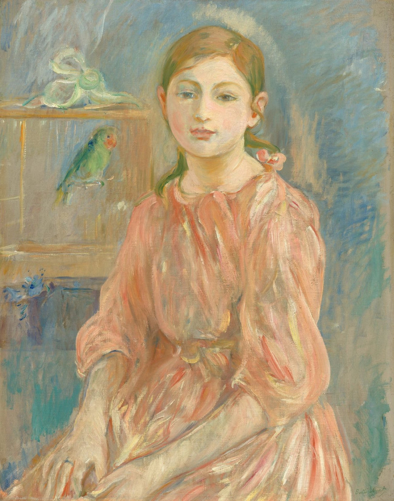 The Artist'S Daughter With A Parakeet reproduction of painting by Berthe Morisot. ALL GICLEE PRINTS