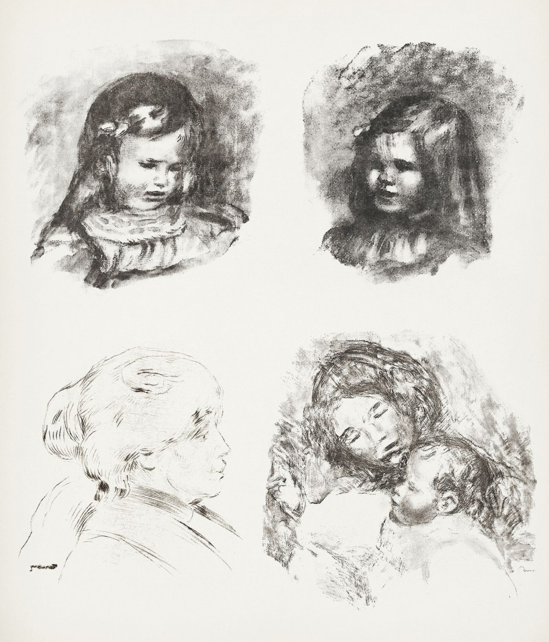 Lithograph Of Claude Renoir, Head Lowered reproduction of painting by Berthe Morisot. ALL GICLEE PRINTS