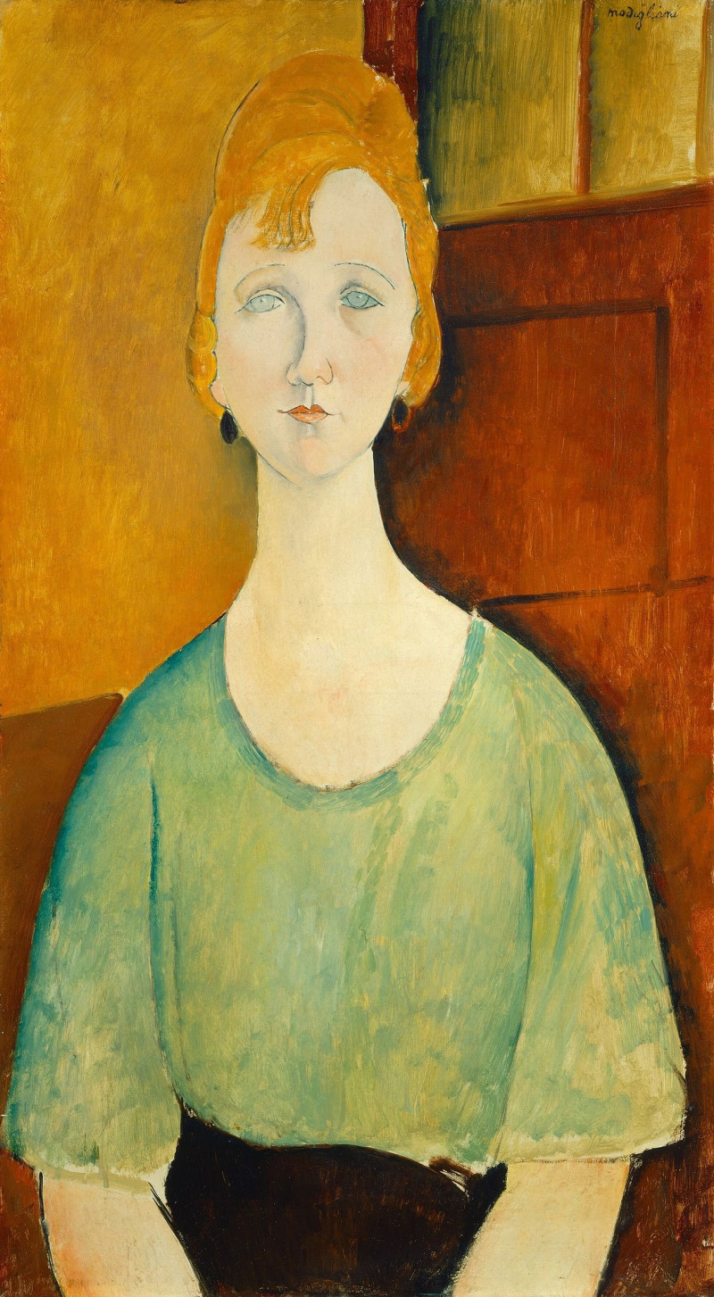 Amedeo Modigliani'S Girl In A Green Blouse reproduction of painting by Amedeo Modigliani. ALL GICLEE PRINTS