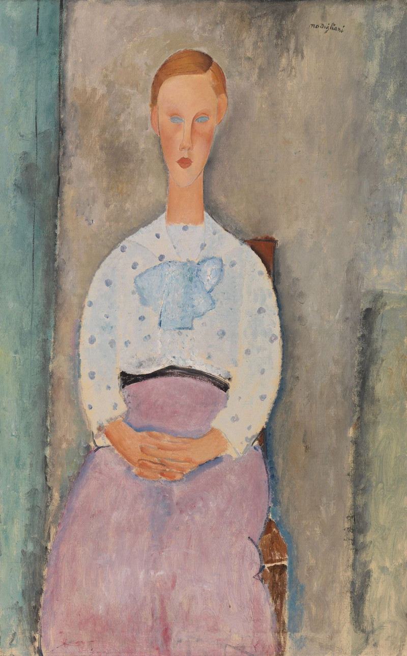 Girl With A Polka-Dot Blouse reproduction of painting by Amedeo Modigliani. ALL GICLEE PRINTS