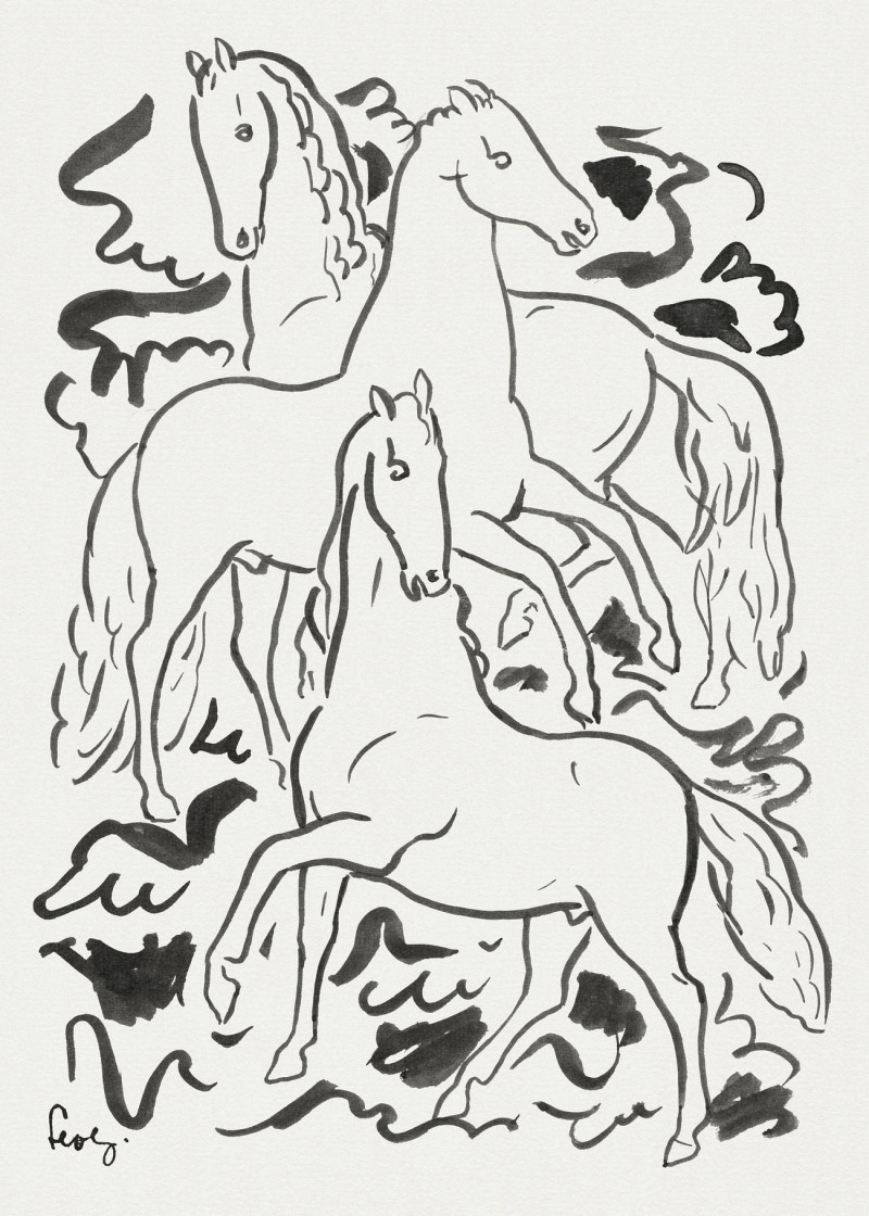 Three Horses reproduction of painting by Leo Gestel. ALL GICLEE PRINTS