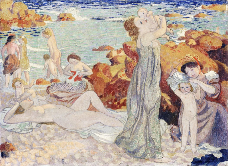 Bathers, Pouldu Beach reproduction of painting by Maurice Denis. ALL GICLEE PRINTS