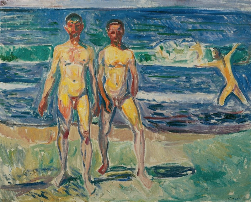 Männer am Meer (1908) reproduction of painting by Edvard Munch. ALL GICLEE PRINTS