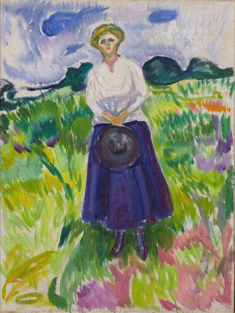 Edvard Munch reprodukcija Woman in a Green Meadow (1917), VISOS REPRODUKCIJOS , paveikslai, reprodukcijos internetu