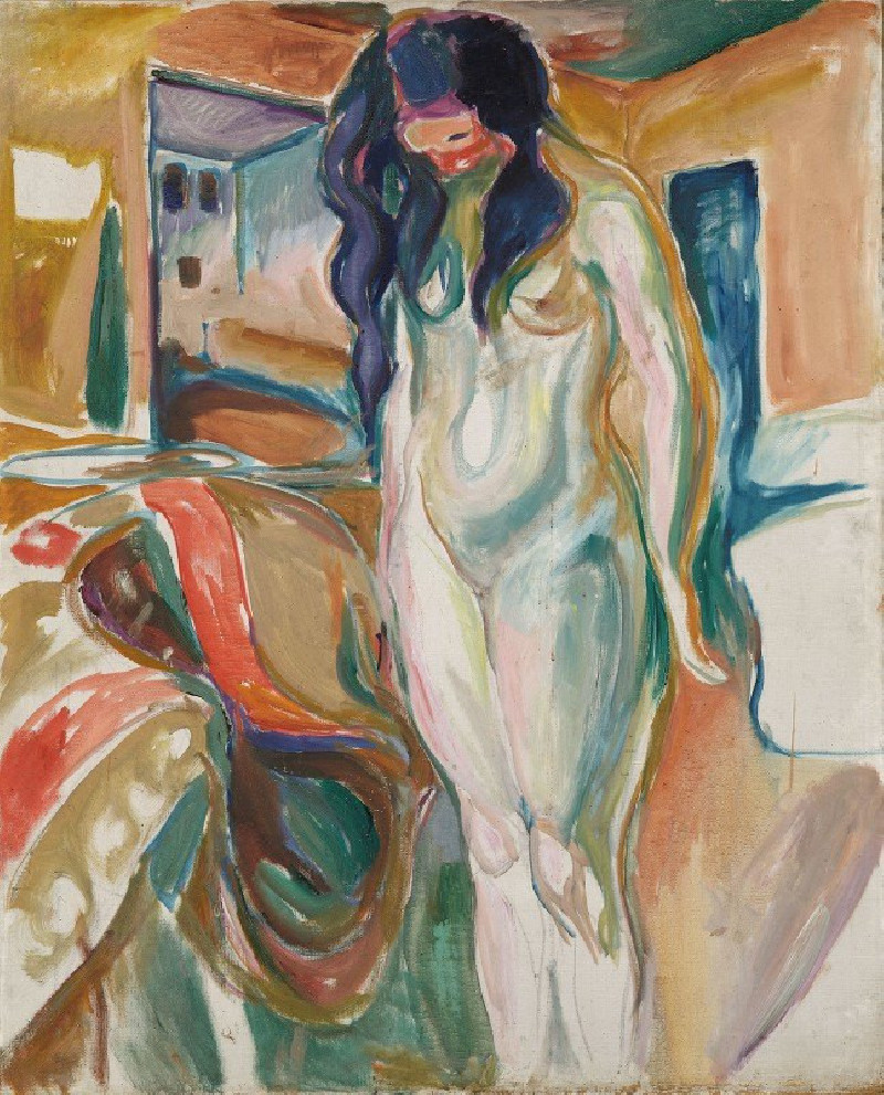 Edvard Munch reprodukcija Model by the Wicker Chair (1919–21), VISOS REPRODUKCIJOS , paveikslai, reprodukcijos internetu