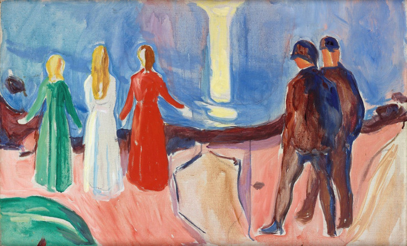 Edvard Munch reprodukcija Meeting on the Beach (1933–35), VISOS REPRODUKCIJOS , paveikslai, reprodukcijos internetu