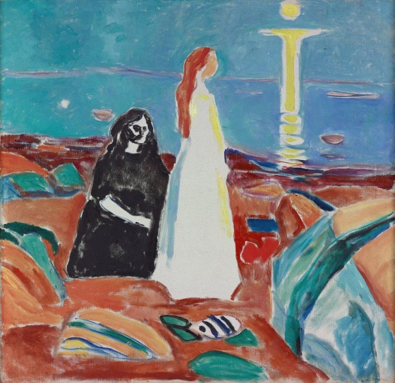 Two Women on the Shore (1933–35) reproduction of painting by Edvard Munch. ALL GICLEE PRINTS