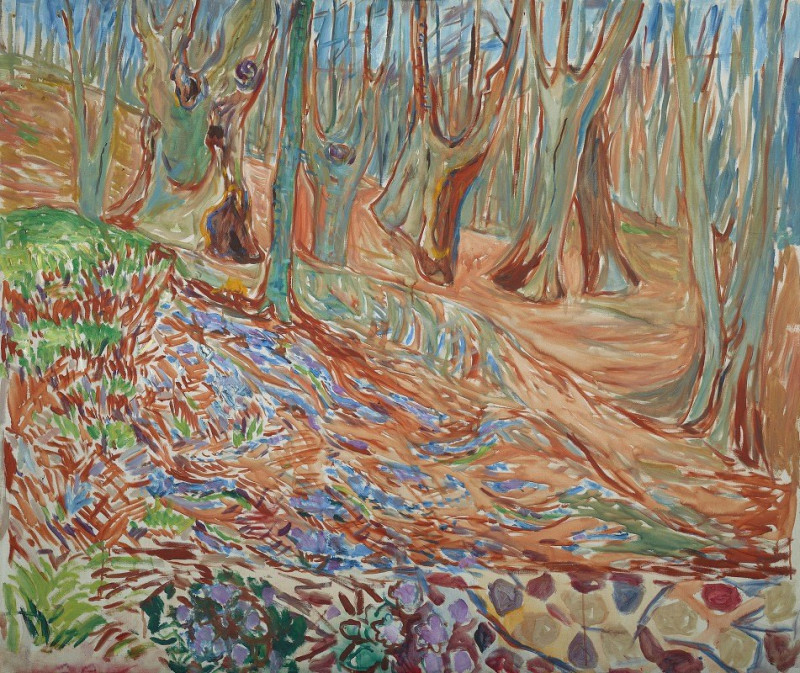 Elm Forest in Spring (ca. 1923) reproduction of painting by Edvard Munch. ALL GICLEE PRINTS