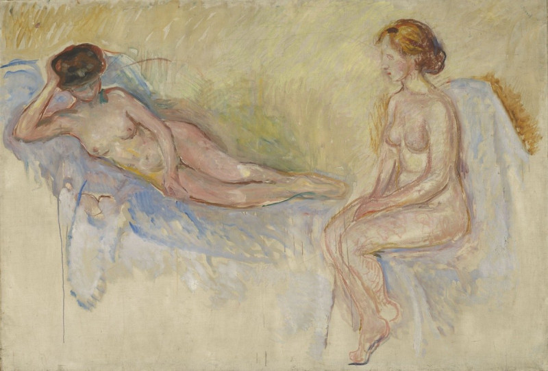 Two Nudes (Ca. 1903) reproduction of painting by Edvard Munch. Nude