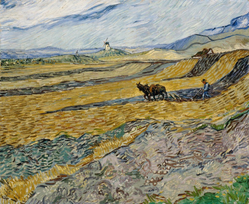 Enclosed Field with Ploughman (1889) reproduction of painting by Vincent Van Gogh. ALL GICLEE PRINTS