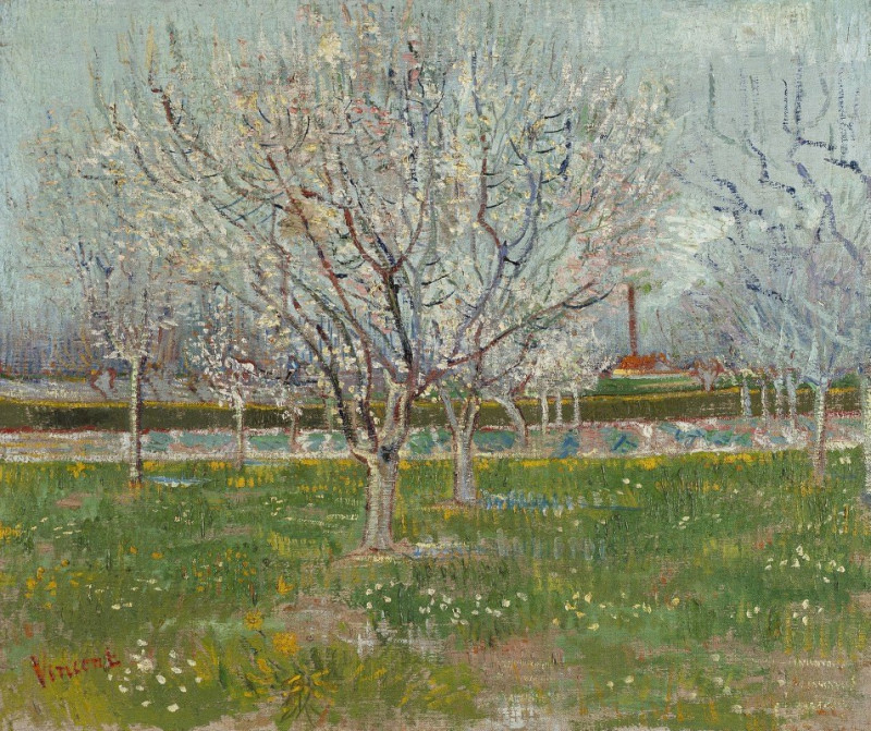 Orchard in Blossom (Plum Trees) reproduction of painting by Vincent Van Gogh. ALL GICLEE PRINTS