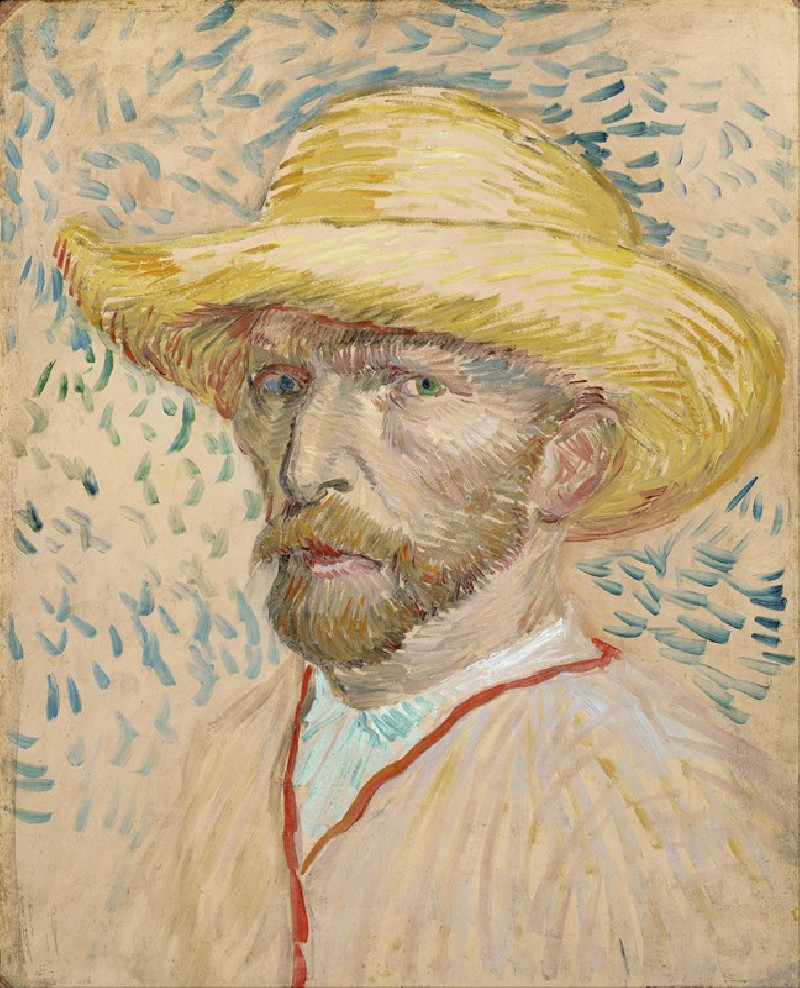 Self-portrait with straw hat (1887) reproduction of painting by Vincent Van Gogh. ALL GICLEE PRINTS