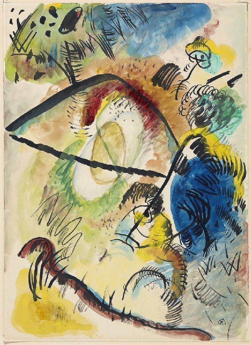 Watercolor IX (with black lines) (1913) reproduction of painting by Wassily Kandinsky. ALL GICLEE PRINTS