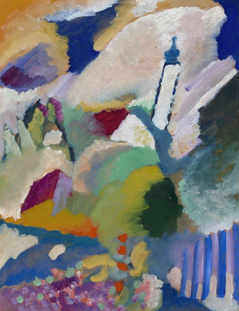 Wassily Kandinsky reprodukcija Murnau with church I (1910), VISOS REPRODUKCIJOS , paveikslai, reprodukcijos internetu