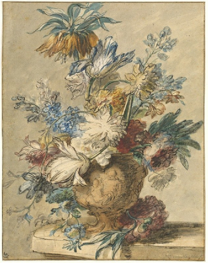 Jan van Huysum reprodukcija Bouquet of Spring Flowers in a Terracotta Vase (1720s), VISOS REPRODUKCIJOS , paveikslai, reprodu...