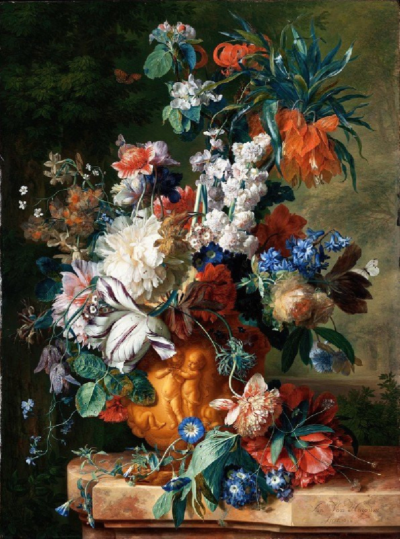 Bouquet of Flowers in an Urn (1724) reproduction of painting by Jan van Huysum. ALL GICLEE PRINTS