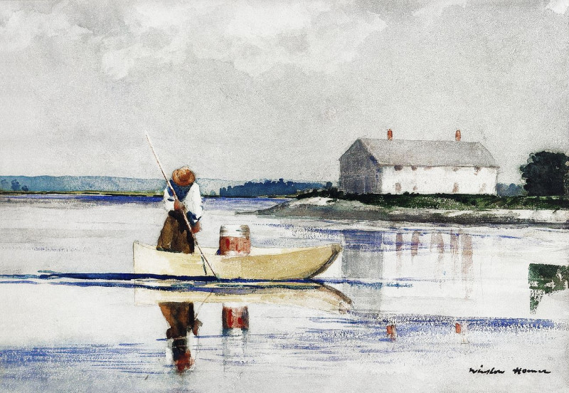 Spearing Eels In Late 1800S reproduction of painting by Winslow Homer. ALL GICLEE PRINTS