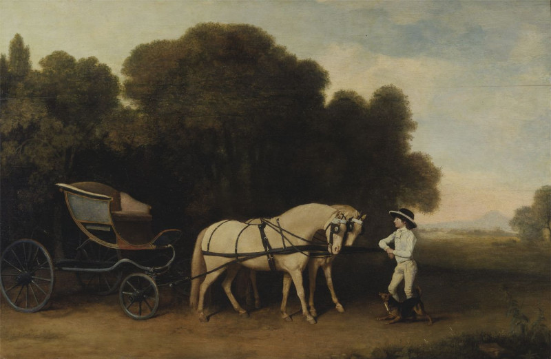 George Stubbs reprodukcija Phaeton With A Pair Of Cream Ponies And A Stable-Lad, VISOS REPRODUKCIJOS , paveikslai, reprodukci...