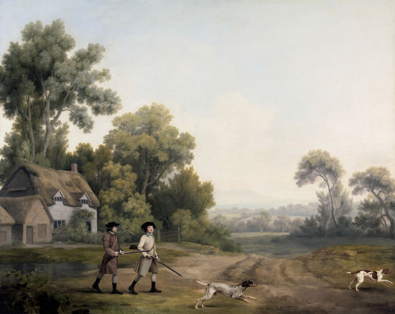 Two Gentlemen Going A Shooting reproduction of painting by George Stubbs. ALL GICLEE PRINTS