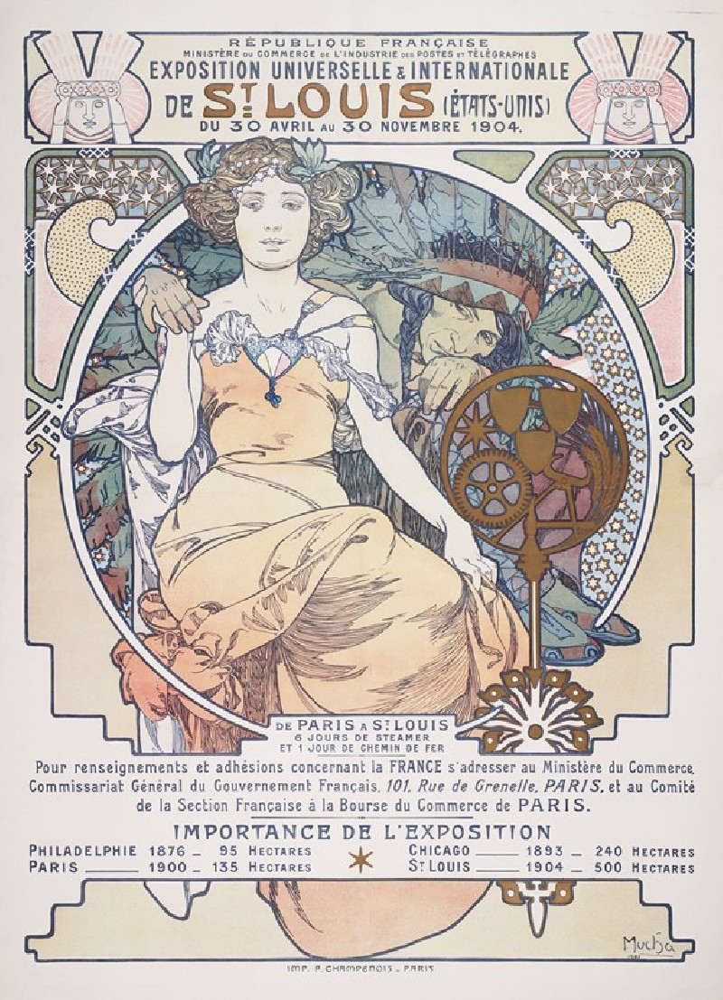 Alphonse Mucha reprodukcija Exposition universelle & internationale de St. Louis (Etats-Unis), du 30 Avril au 30 Novembre 190...