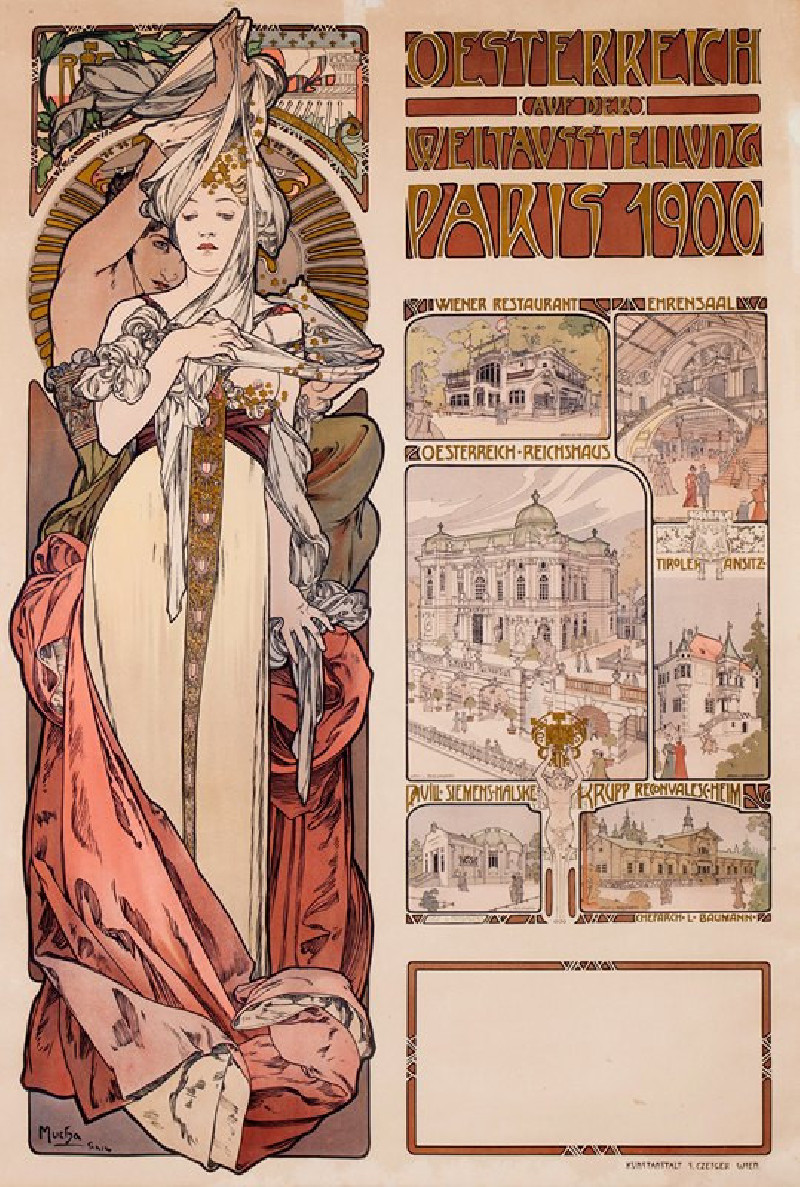 Oesterrich Kauf der Weltstellung Paris (1900) reproduction of painting by Alphonse Mucha. ALL GICLEE PRINTS