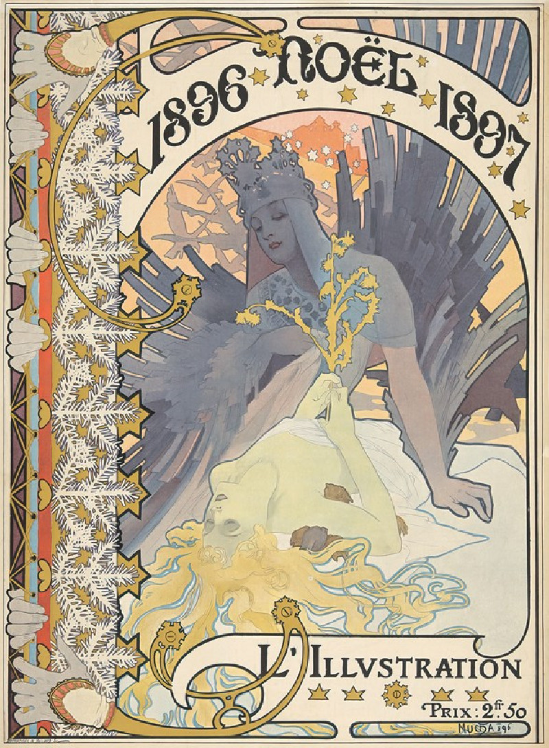 L’Illustration, Noël, 1896 (1896) reproduction of painting by Alphonse Mucha. ALL GICLEE PRINTS