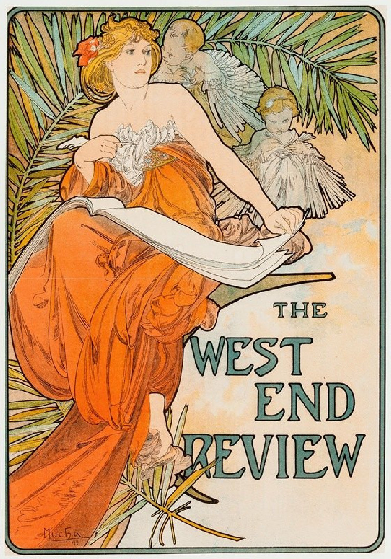 The West End Review (circa 1897) reproduction of painting by Alphonse Mucha. ALL GICLEE PRINTS