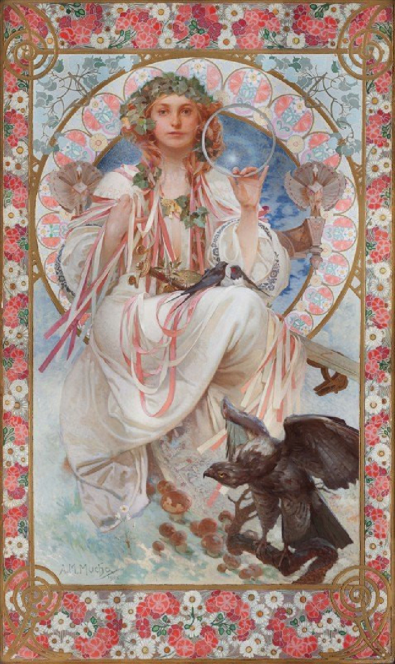 Alphonse Mucha reprodukcija Portrait Of Josephine Crane-Bradley As Slavia (1908), VISOS REPRODUKCIJOS , paveikslai, reprodukc...