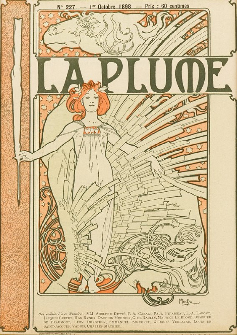 La Plume reproduction of painting by Alphonse Mucha. ALL GICLEE PRINTS