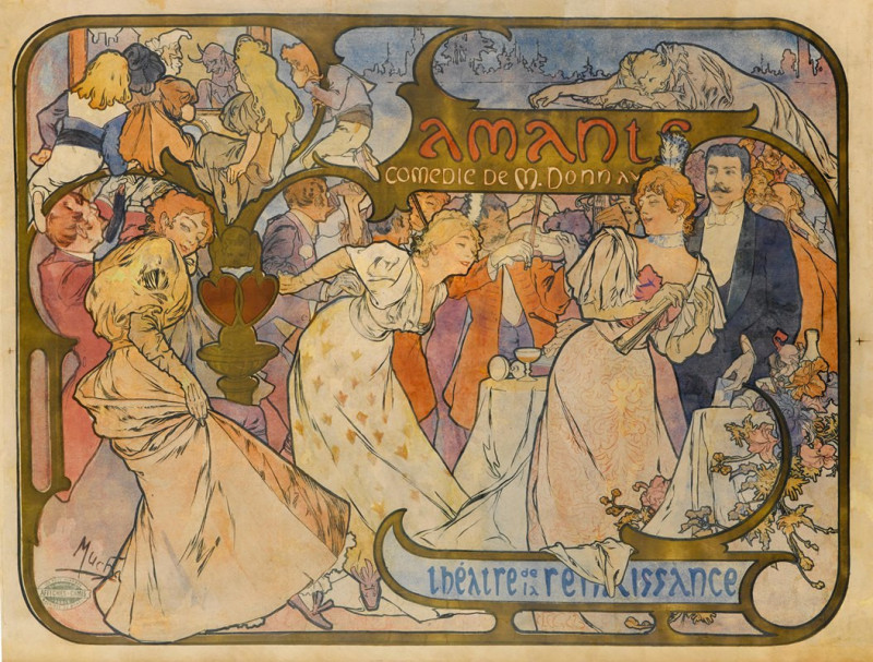 Amants (1895) reproduction of painting by Alphonse Mucha. ALL GICLEE PRINTS