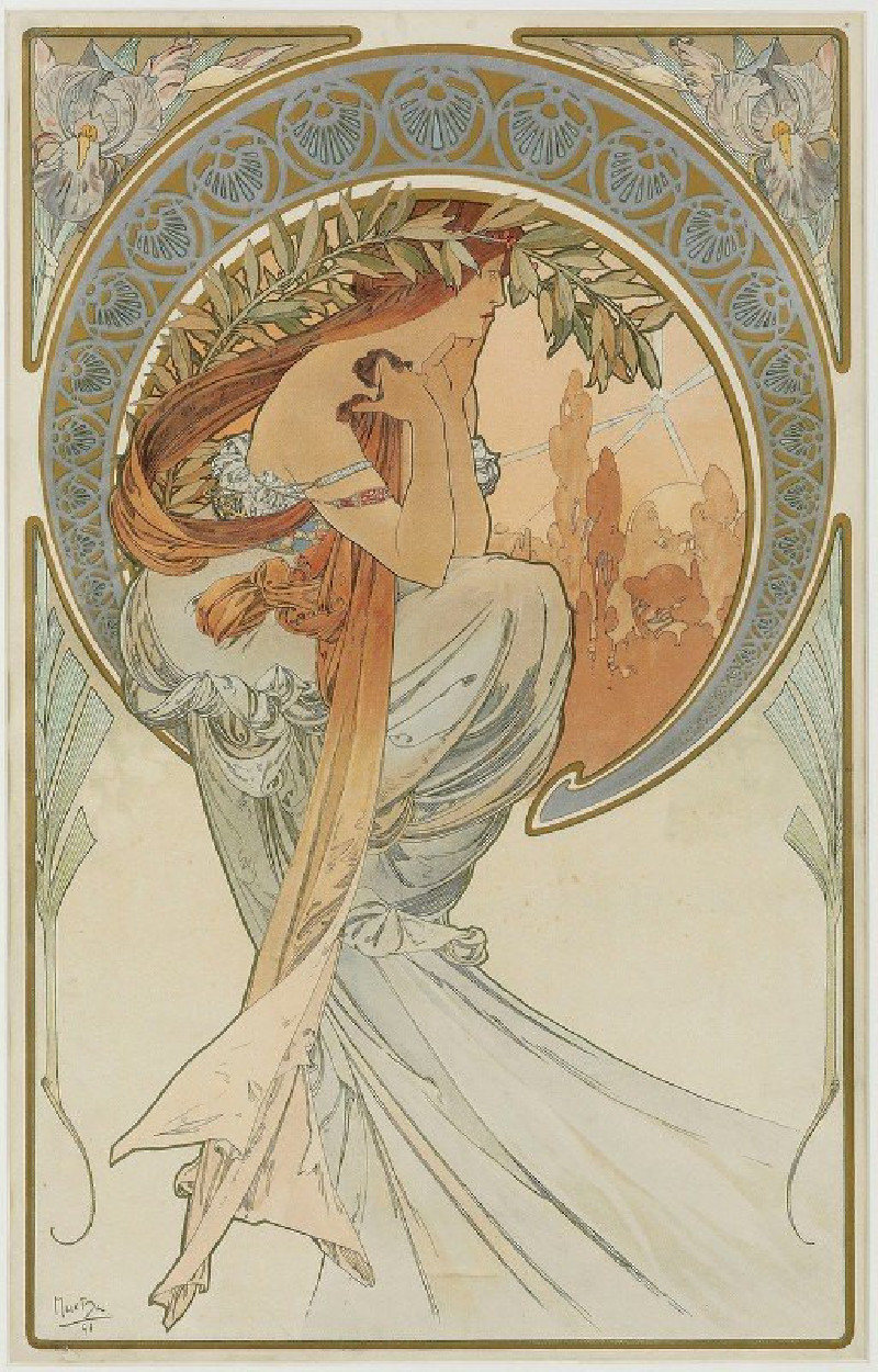 The Arts 4 (1898) reproduction of painting by Alphonse Mucha. ALL GICLEE PRINTS