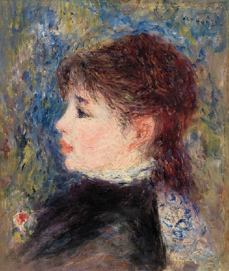 Pierre-Auguste Renoir reprodukcija Young Woman with Rose (Jeune fille Ã  la rose) (c. 1877), VISOS REPRODUKCIJOS , paveikslai...