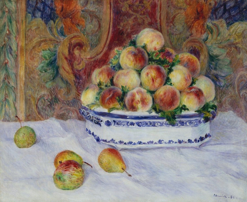 Still Life with Peaches (1881) reproduction of painting by Pierre-Auguste Renoir. Still-life