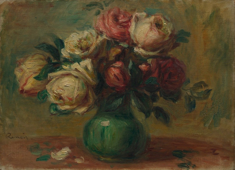 Roses in a Vase (c. 1890) reproduction of painting by Pierre-Auguste Renoir. ALL GICLEE PRINTS