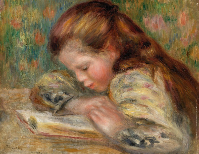 Child Reading (Enfant lisant) (Early 1890s) reproduction of painting by Pierre-Auguste Renoir. ALL GICLEE PRINTS