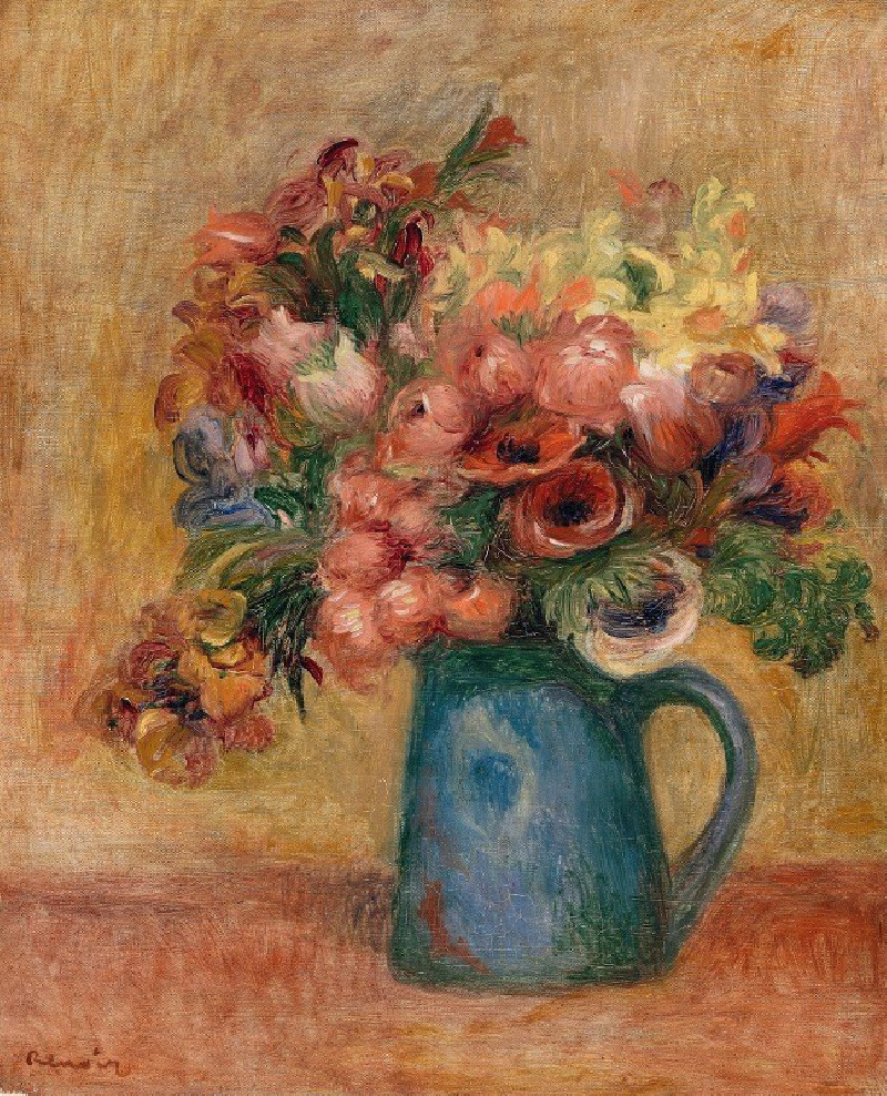 Vase of Flowers (Vase de fleurs ) (c. 1889) reproduction of painting by Pierre-Auguste Renoir. ALL GICLEE PRINTS