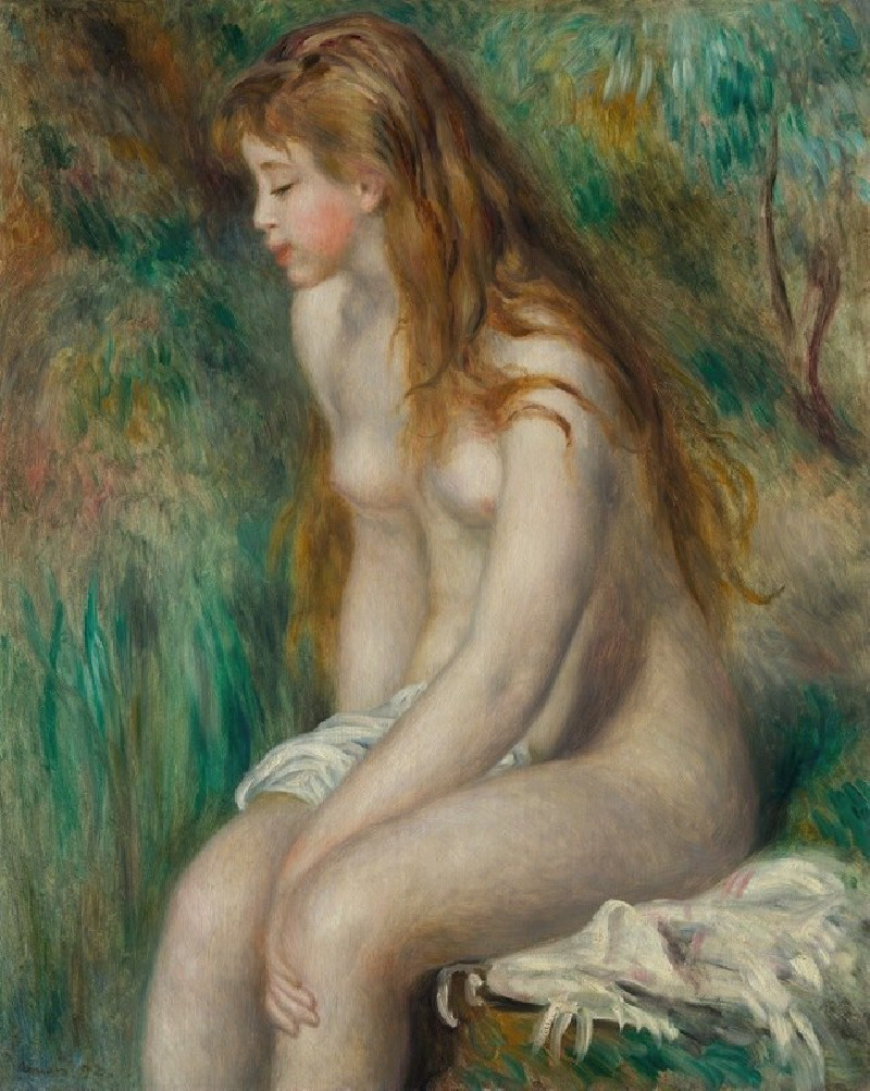 Young Girl Bathing (1892) reproduction of painting by Pierre-Auguste Renoir. ALL GICLEE PRINTS