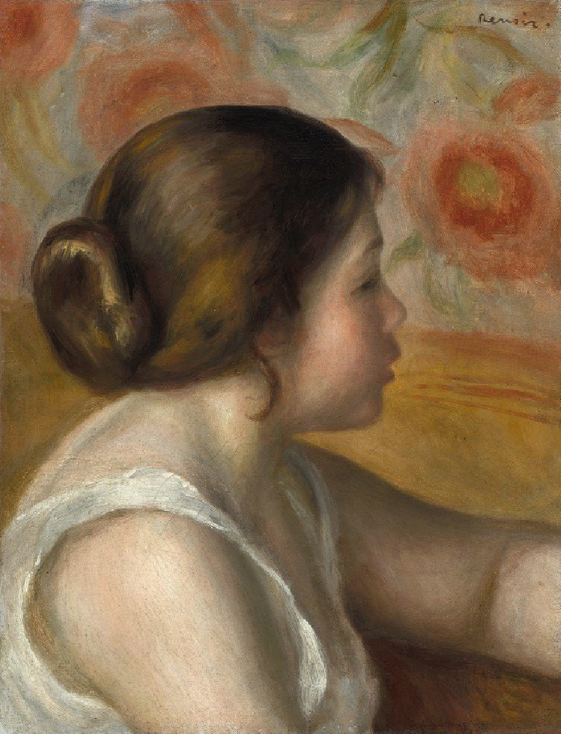 Head of a Young Girl (c. 1890) reproduction of painting by Pierre-Auguste Renoir. ALL GICLEE PRINTS