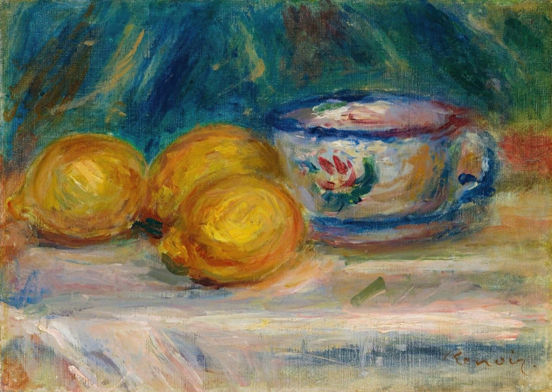 Nature Morte, Trois Citrons Et Une Tasse (circa 1895) reproduction of painting by Pierre-Auguste Renoir. ALL GICLEE PRINTS