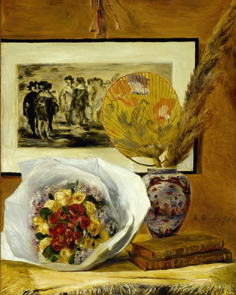 Still Life with Bouquet (1871) reproduction of painting by Pierre-Auguste Renoir. Still-life