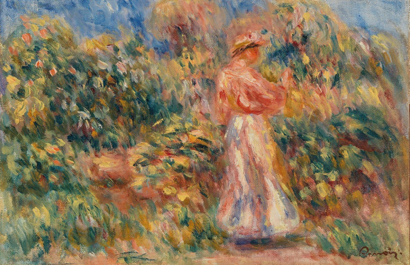 Landscape with Woman in Pink and White (Paysage avec femme en rose et blanc) (1916) reproduction of painting by Pierre-August...