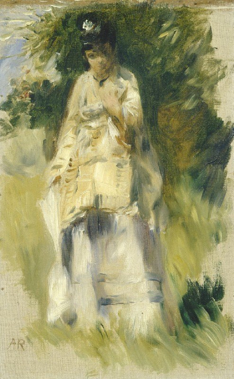 Pierre-Auguste Renoir reprodukcija Woman Standing by a Tree (1866), VISOS REPRODUKCIJOS , paveikslai, reprodukcijos internetu