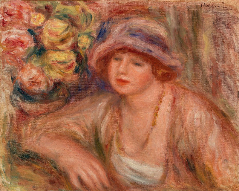 Woman Leaning (Femme accoudée) (1918) reproduction of painting by Pierre-Auguste Renoir. ALL GICLEE PRINTS