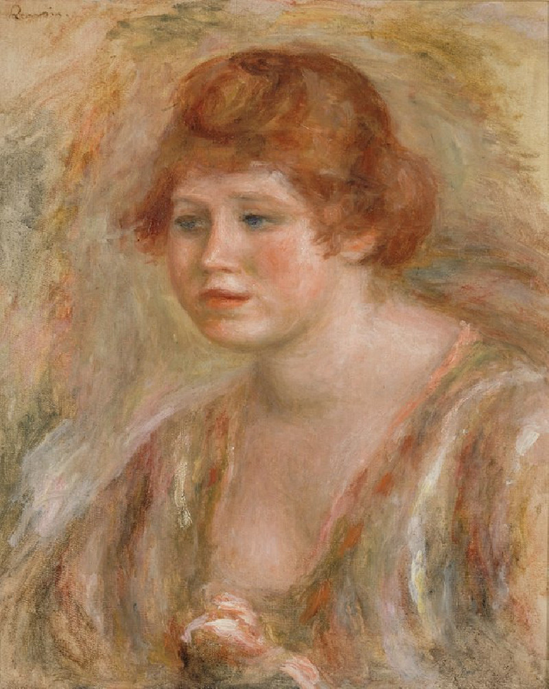 Jeune femme à la rose (1918-1919) reproduction of painting by Pierre-Auguste Renoir. ALL GICLEE PRINTS